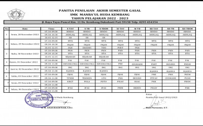 PELAKSANAAN PAS GASAL TAHUN PELAJARAN 2022 / 2023